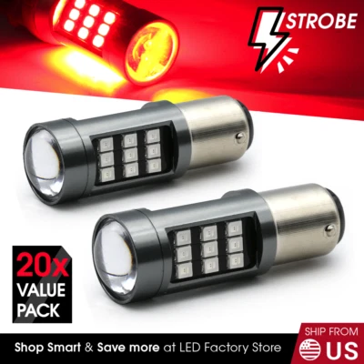 20x Syneticusa 1157 LED Rojo Estroboscópico Flash Freno Parada Aparcamiento Bombillas Traseras Foto 1 de 4