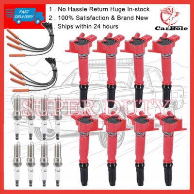 8X Bobinas de encendido + Kit de cables de bujía para Ford F250 F350 SUPER DUTY 6,2 L UF639 Foto 1 de 4