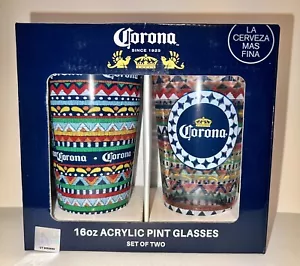 Corona Extra Licensed Set of Two 16oz Beer La Cerveza Mas Fina Brand NEW in BOX - Picture 1 of 6
