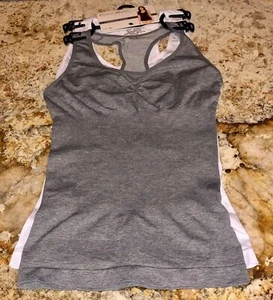 CARRIE AMBER Racer Back Shapewear Tank Top 2 Pk White Heather Grey Womens Sz XL - Picture 1 of 4