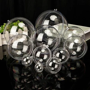 10pcs Clear Plastic Small Balls 2-part Spheres Bauble Favours Wedding Xmas Craft - Picture 1 of 5