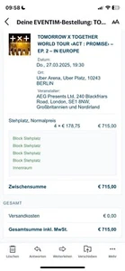 1 Tickets, Stehplatz - TXT - Berlin - 27.03.2025 - Bild 1 von 3