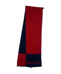 Bufanda tejida a ganchillo azul marino rojo talla única Nautica para hombre y mujer - Imagen 1 de 5