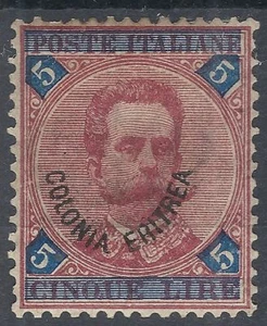 1893 ERITREA UMBERTO I 5 LIRE LUSSO MH * - RR12328 - Picture 1 of 1
