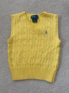 Polo Ralph Lauren Boys Yellow Cable-Knit Cotton Sweater Vest KIDS Size 2/2T - Picture 1 of 4