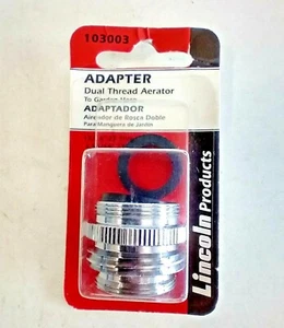 Adaptador Lincoln 103003 Aireador de doble hilo a manguera de jardín 15-16""-27 x 55/64""-27 - Imagen 1 de 3