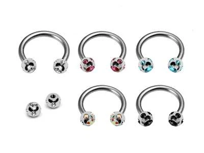 Septum Nose Ring Circular Horseshoe Barbell Jewelry Multiple Gem Crystal Ball - Image 1 of 4