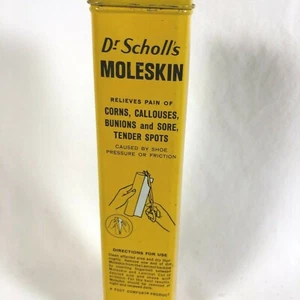 1959 Dr Scholl’s Moleskin Product Container Yellow No 248 Medical Memorabilia - Picture 1 of 12