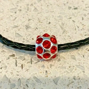 Round Red Stone Charm for Bracelets - Picture 1 of 3