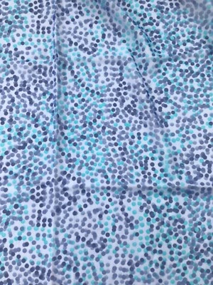 Vintage Lightweight Printed Fabric Semi Sheer Polka Dots Blues 46' W x 3.8 yrds - Image 1 of 4