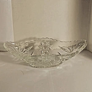 Plato Relish Ovalado Anchor Hocking Starburst De Colección - Vidrio Prensado Transparente 9.5" EE. UU. - Imagen 1 de 6