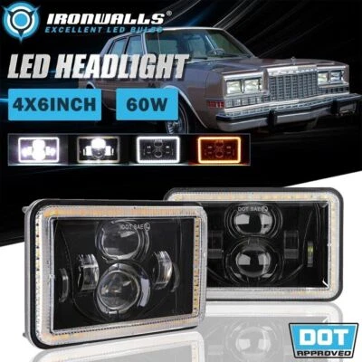 Par de faros LED de 4x6" Hi-Lo DRL lámpara ojos de ángel para Plymouth Caravelle 79-89 Foto 1 de 4