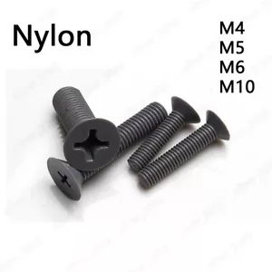 Viti a testa piatta contrappuntate in plastica nylon grigio Phillips M4 M5 M6 M10 - Foto 1 di 5