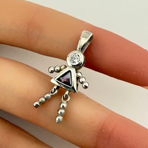 Vintage 925 Sterling Silver Girl June Birthstone Purple Pendant (2.2g) - Picture 1 of 3