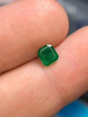 0.60 ct Natural Emerald Green Color with pyrite Inclusions Emerald Cut Gemstone - Image 1 of 4