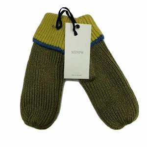 Nuevos con etiquetas Preciosos Guantes Numph Numaleah Verde Claro/Amarillo Talla Única con Borde Azul. - Imagen 1 de 2