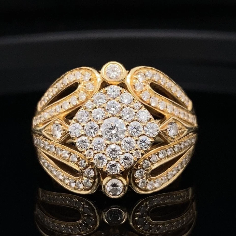 Anillo con racimo de diamantes de 1,20 quilates de oro amarillo de 14 k Effy Bouquet $5500 al por menor Foto 1 de 4