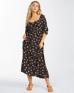 BILLABONG Black Floral Daisy Maxi SWEPT AWAY Dress M Medium 10 12 14 Bnwt RRP£70 - Picture 1 of 5