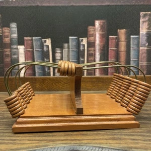 Vtg Wood Abacus W/ Brass Wire Primitive Style Handmade Counting Sensory Tool - Picture 1 of 13