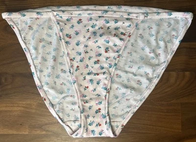 CALCINHA DE BIQUÍNI VICTORIA'S SECRET GRANDE rosa floral fio dental rara algodão macio - Imagem 1 de 4