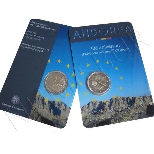 ANDORRA 2 euro 2014 coin card  20 aniv. consejo Europeo - Imagen 1 de 1