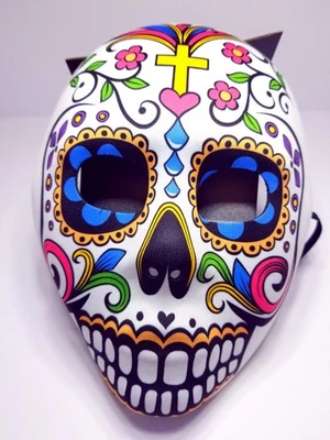 Máscara fantasia feminina multicolorida Day Of the Dead tamanho único - Imagem 1 de 3