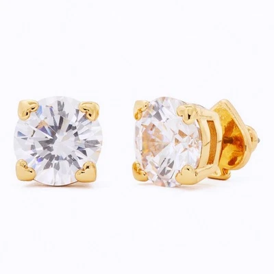 NUEVO CON ETIQUETAS Aretes Kate Spade Redondos Corazón Punta $38 Oro Circonita Transparente Foto 1 de 4