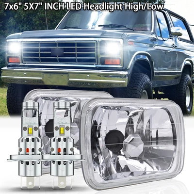 Fit Ford Bronco 78-1986 DOT 5x7" 7x6 inch LED Headlight Bulb Hi-LOW Beam light - Image 1 of 4