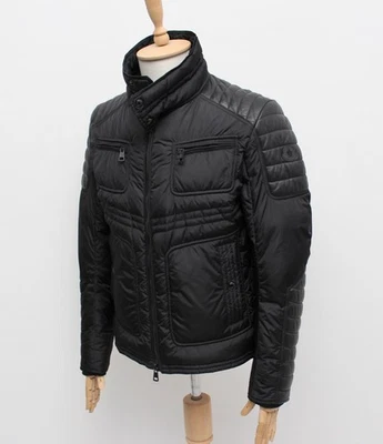 Authentic Men's MONCLER Dimitri Down Puffer Jacket Biker Black Leather Trim 4 ~M - Image 1 of 4