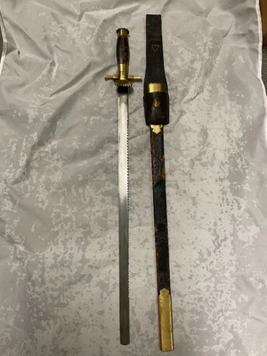 antique sword with saw tooth blade - Image 1 of 4