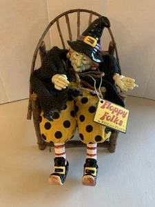 Fitz & Floyd Floppy Folks Halloween Hazel Witch Hand Signed w/ Chair Box Tag - Picture 1 of 21