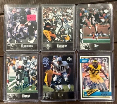Oakland Raiders 7 Autos 47 Card Lot Hendricks Guy Otto Branch Davidson  - Image 1 of 4