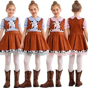 Girl Western Cowgirl Short Sleeve Rodeo Party Dress Halloween Stage AU - Picture 1 of 4