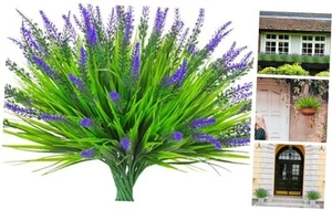 8 Bundles Artificial Plants Fake Monkey Grass Faux Lavender Flowers Outdoor UV - Picture 1 of 7
