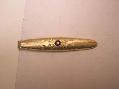 Red Rhinestone Sunburst Design Vintage SMALL SWANK Tie Bar Clip simple plain - Image 1 of 4