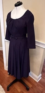 MUXXN Women's 1950s Vintage 3/4 Sleeve Blue Cocktail Evening Dress With Belt - Picture 1 of 10