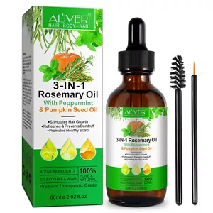 3in1 Rosemary Oil with Peppermint & Pumpkin Seed Oil Hair Growth Serum Body Nail - Picture 1 of 12