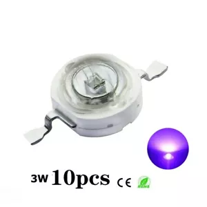 10X High Power LED UV Light 395nm Purple Bead Chip Ulti Bright LED Bulb Lamp 3w - Picture 1 of 4