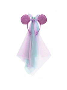 Diadema Alas de Hadas Orejas de Minnie Parques Disney Rosa Brillante Púrpura Velo de Tul Nueva con Etiquetas - Imagen 1 de 8