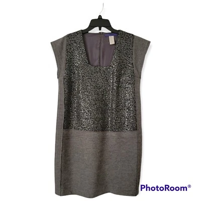 Les Conpains Gray Virgin Wool And Sequined Dress Size M - Image 1 of 3