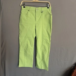 Women’s Simon Chang Denim Pants Neon Green Stretch Pants Size 4 - Picture 1 of 11