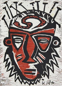 KLAUS SÜß - Maske - Holzschnitt - 1994 - Bild 1 von 2