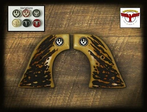 RUGER NEW VAQUERO, MONTADO, FLATTOP BLACKHAWK ~ MAGNA-TUSK™ AGED STAG GRIPS - Picture 1 of 10