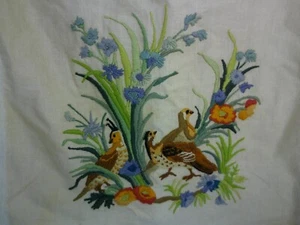 Finished Vtg 1972 Columbia Minerva Crewel Embroidery Quail Bird Erica Wilson - Picture 1 of 6