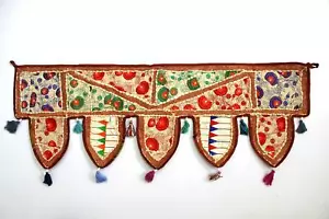 Embroidered Door Valance Topper Toran Indian Art Wall Hanging Window Pelmet Np - Picture 1 of 5