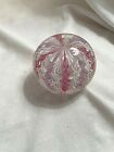 VINTAGE PINK AND LAVENDER LATTICINO RIBBON GLASS PAPERWEIGHT