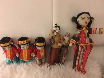 Lot Of 6 Asian Vintage Dolls Ceramic / Composition Japanese Dolls! Rare finds!! - Image 1 of 4