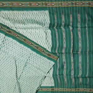 Saris verdes vintage 100 % seda pura tejida a mano Patola Ikat Sari 5YD tela artesanal - Imagen 1 de 6