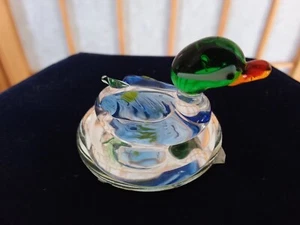 TRIPAR Colorido Vidrio Soplado Miniatura Pato Mallard con Espejo Reflectante Redondo - Imagen 1 de 8