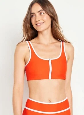 Top de natación bikini Old Navy para mujer con cremallera frontal cálido atardecer naranja talla XS $30 Foto 1 de 4